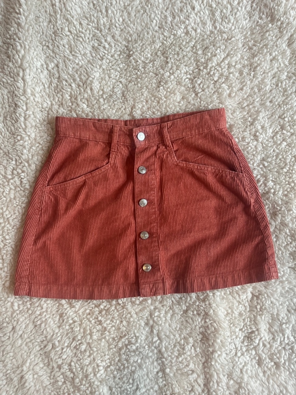 Free People Ray Button-Front Corduroy Mini Skirt - Size 2